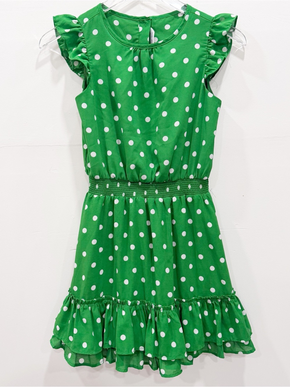 Janie and Jack Green Ruffle Polka Dot Dress Girls Size 12